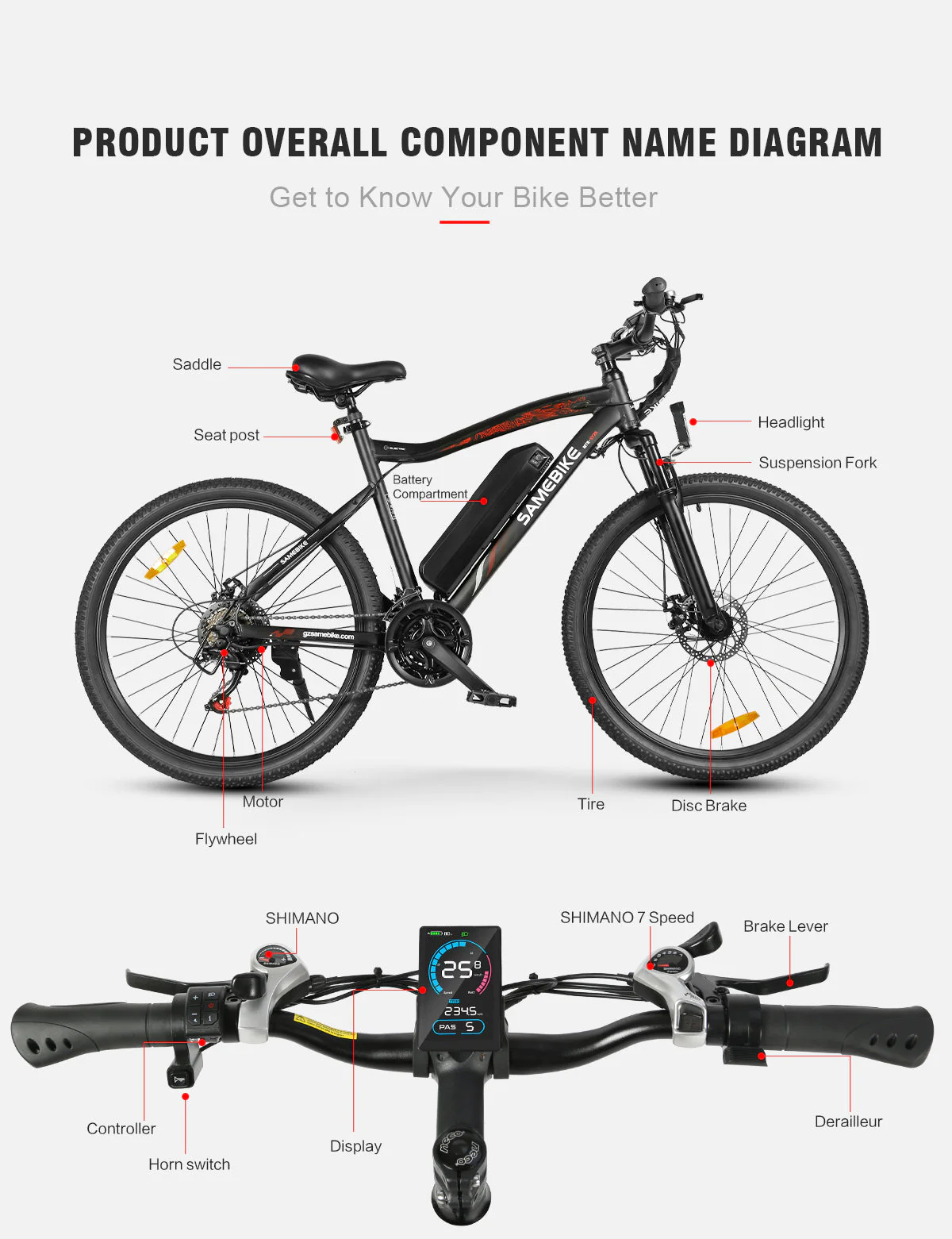 VTT électrique SAMEBIKE SY26-II 500W Moteur – Image 2